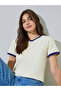 Cream Ringer T-Shirt with Round Neck