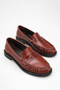 Burgundy Genuine Leather Women's Loafer Shoes Non-Slip Sole Vanessa