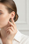 Yellow Daisy Design Women's Earrings with Black Enamel Detail - 3