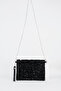 Women's Star Silver Stone Suede Portfolio Handbag and Clutch Bag with Ankle Strap and Chain Strap - 3
