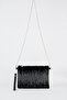 Women's Wavy Silver Stone Suede Portfolio Handbag and Clutch Bag with Ankle Strap and Chain Strap - 4