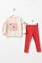 Baby Girl Top and Bottom Set with Tights and Ruffle Detail, Printed - 2