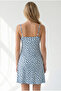 Women's Polka Dot Blue Strap Roba Detailed Soft Textured Mini Dress Elb-19002659 - 5
