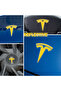 Set of 8 Custom Cut Logo Stickers for Tesla Model Y Steering Wheel Front Rear Rims and Sensors - 3