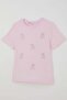Girl's Short Sleeve T-Shirt with Stone Cherry Print, Ages 8-14, Pink - 3