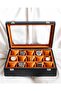 15-Piece Premium Watch Box, Black Faux Leather Covered, Custom Production, Handmade - 3