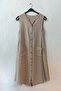 Beige Hakim Collar Sleeveless Buttoned Pocketed Casual Muslin Woven Dress 113 60 - 2