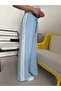 Blue and White Striped Elastic Waist Trousers - 4
