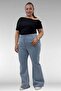 9137-22 Plus Size Spanish Flare Jeans - Snow Wash Blue