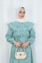 Volan Collar Buttoned Elastic Waist Belted Dress Hnt03151 Mint Green - 8