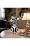 Ceramic Nordic Navy Blue Striped Tulip Vase 24 cm - 4