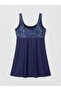 Lcw Dream Blue U-Neck Printed Women's Skirted Swimsuit - 6