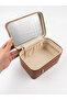 Large Size Makeup Bag with Mirror - Large Volume Travel Cosmetic Case Brown Leather - 5