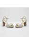 (Park Moda) Single Band Platform (1 cm) Women's High Heels (8 cm) Shoes Gold - 4