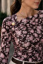 Women's Flower Pattern Shoulder Buckle Bluz - 2