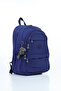 Vital Series Navy Blue Crinkle Waterproof Fabric Stylish Daily Backpack with Plush Keychain - 2