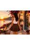 Brown Women's Diver Fabric Flared Mini Skirt - 2