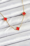 316L Steel Chain Gold Color Red Baby Boy Clover Women's Necklace
