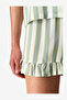 Women Sage Striped Short Sleeve Shirt Shorts Light Green Set - 3