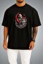 Oversize Ataturk Wolf and Red Moon Star Chest Printed Unisex T-Shirt