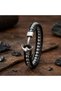 Steel Anchor Hematite Natural Stone Genuine Leather Braided Men's Bracelet - 20 cm - 3