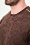 Patterned Slim Fit Crew Neck Short Sleeve Men's T-Shirt Brown - 36894.26Y - 2