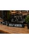 Self-Service Double-Sided Tabletop Mini Signboard 25X5 cm Size Black Plexy with Foil Cutting