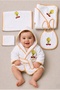 Newborn Embroidered Baby Bathrobe Set 5 Pieces Compatible with 0-2 Years Old 100% Cotton Curly Towels - Baby - 2