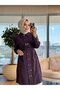7522 Front Two Rows of Metal Buttons Long Tunic in Plum Color