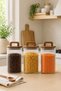700 ml Square Glass Jars with Wooden Lid and Handle, Set of 3 – Storage Container for Legumes, Coffee, Pasta, and Food - 9