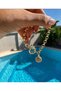 Fd Gold Gemici Clip Pendant Evil Eye Bead Detailed Premium Anti-Tarnish Steel Stylish Bracelet