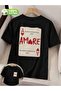 Amore Printed Oversize Crew Neck Summer T-Shirt - 2