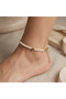 Pearl Beaded Heart Figured Gold Color Women's Anklet - 2