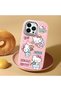 iPhone 13 Pro Compatible Case with Camera Protector Pink Silicone Couple Phone Case with Kitty Pattern - 2