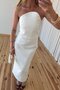 White Design Collar Slit Long Dress - 8581 - 2