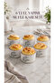 Lavira Series Handmade Ceramic Soufflé Bowl Set of 6 - Ice Cream Snack Bowl Presentation Bowl - Lavender Patterned Purple Edged Oven & Microwave Compatible - 2