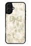 iPhone 16 Plus Ivory Pearl Bow Design Glossy Phone Case