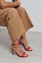 Ava Red Satin Cross Detail Ankle Strap Women's Heeled Shoes - 7