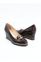 Women's Genuine Leather Wedge Heeled Shoes Brown - 3