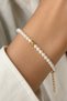 Jewelry Heart Detailed Pearl Beaded Gold Color Adjustable Women's Bracelet