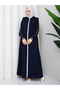 Ribbed Detailed Robe - Navy Blue / F0128