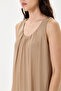 فستان حرير مسطح مبطن بدون أكمام من Camel talyan مقاس 38 - 42 - 5