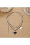 Pixel Heart Figured Layered 316L Stainless Steel Women's Necklace - 2