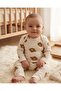 100% Cotton 0-3-6-9-12 Months Teddy Bear Printed Snap-On Bodysuit and Pants 2-Piece Ribbed Thin Set