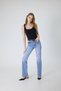 Women's Blue Snow Wash Bootcut Jean Trousers Lycra Stretchy Long Length Denim - 2