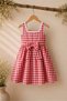 Red Gingham Square Collar Women's Dress and Girls' Red Gingham Square Collar Dress (Sold Individually) - 3