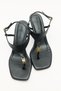 Heeled Sandals 2627 - Black Women's Heeled Sandals with Minimal Gold Accessories