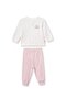 Baby Girl Cotton Ecru Pink Heart Patterned Top and Bottom Set