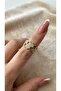 Honeycomb Design Zircon Stone Women's Ring Special Design Hexagonal Detailed Stylish and Modern Adjustable Ring Steel Look - 2