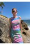 Backless Colorful Patterned Dress - 4